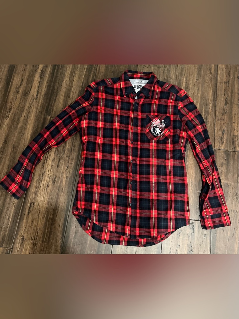 Billionaire Boys Club BBC Red Plaid Flannel Button Long Sleeve Shirt Size S